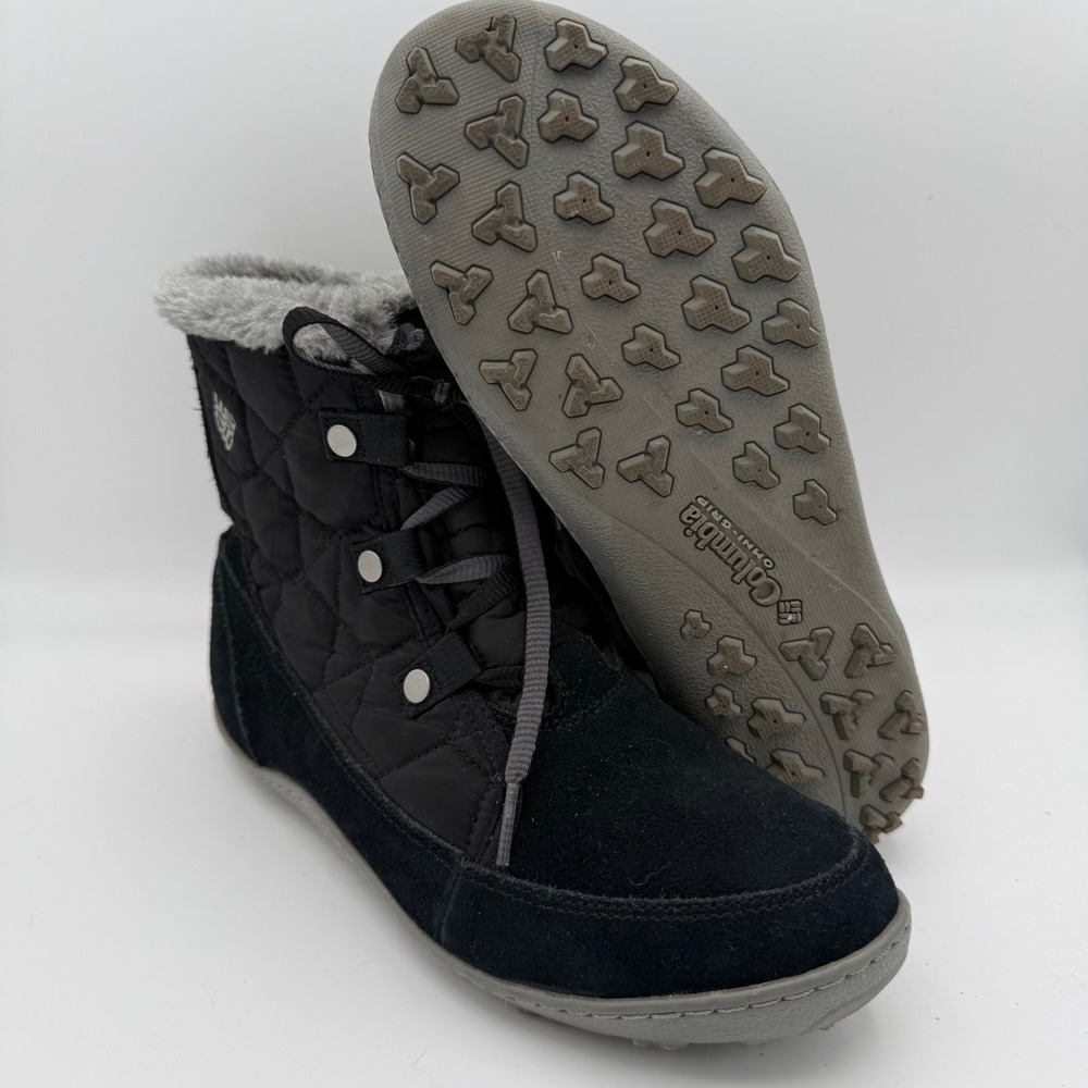 Women's Columbia Black Grey Minx Powder Summit Shorty Waterproof Boots Size 9.5